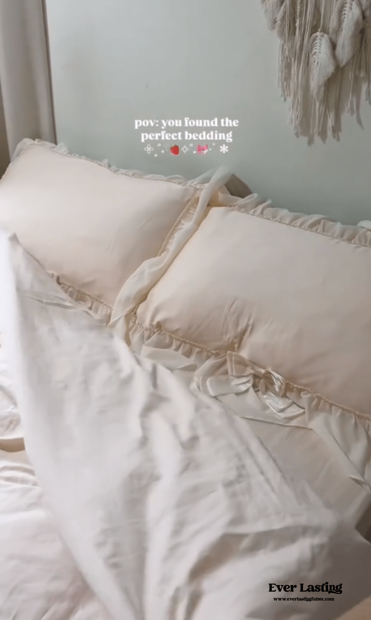 Ribbon Bow Airy Lace Bedding Set / Baby Pink