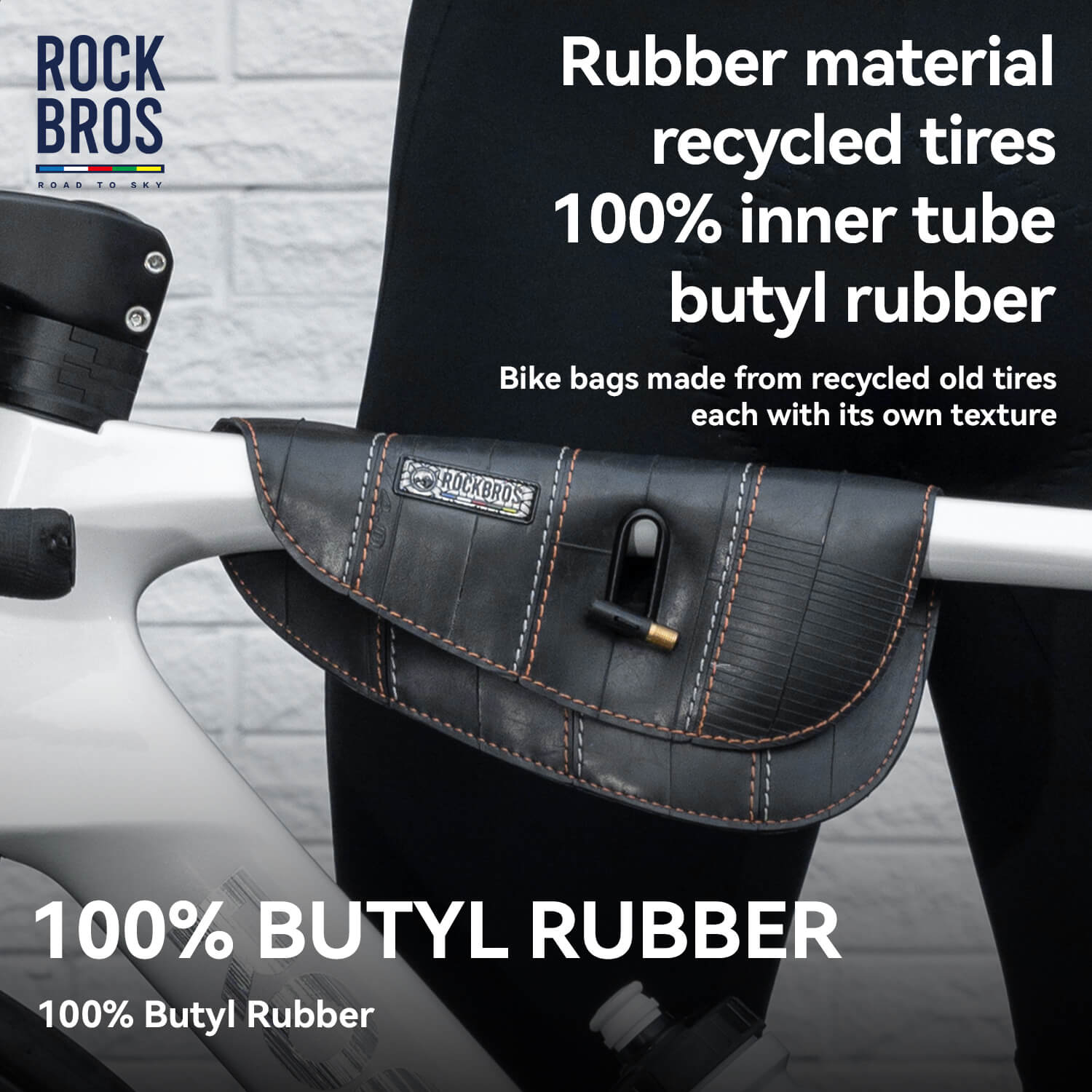 ROAD TO SKY Recycled Tire Bike Frame Bag - 0.5L