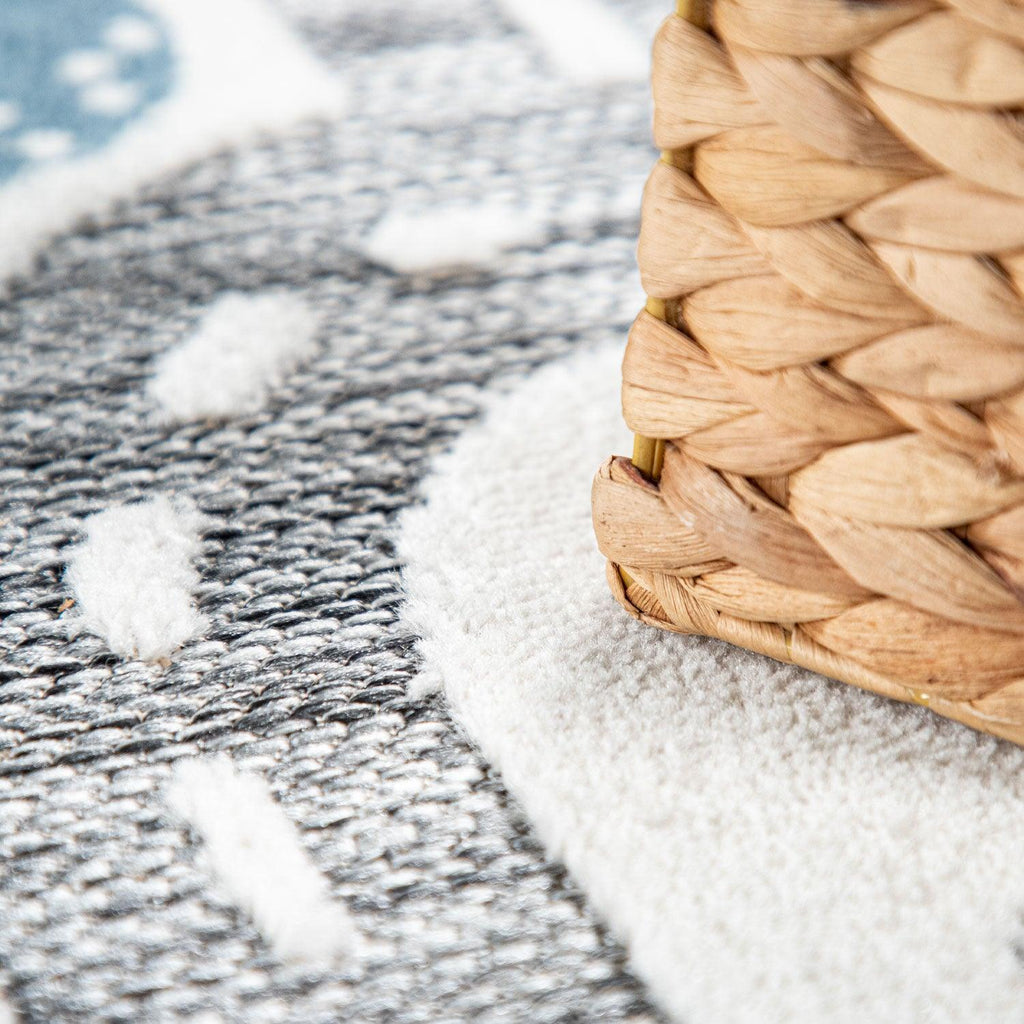 Road Traffic Kids Rug with Forest Animals and Sea Play Mat in muted Cream