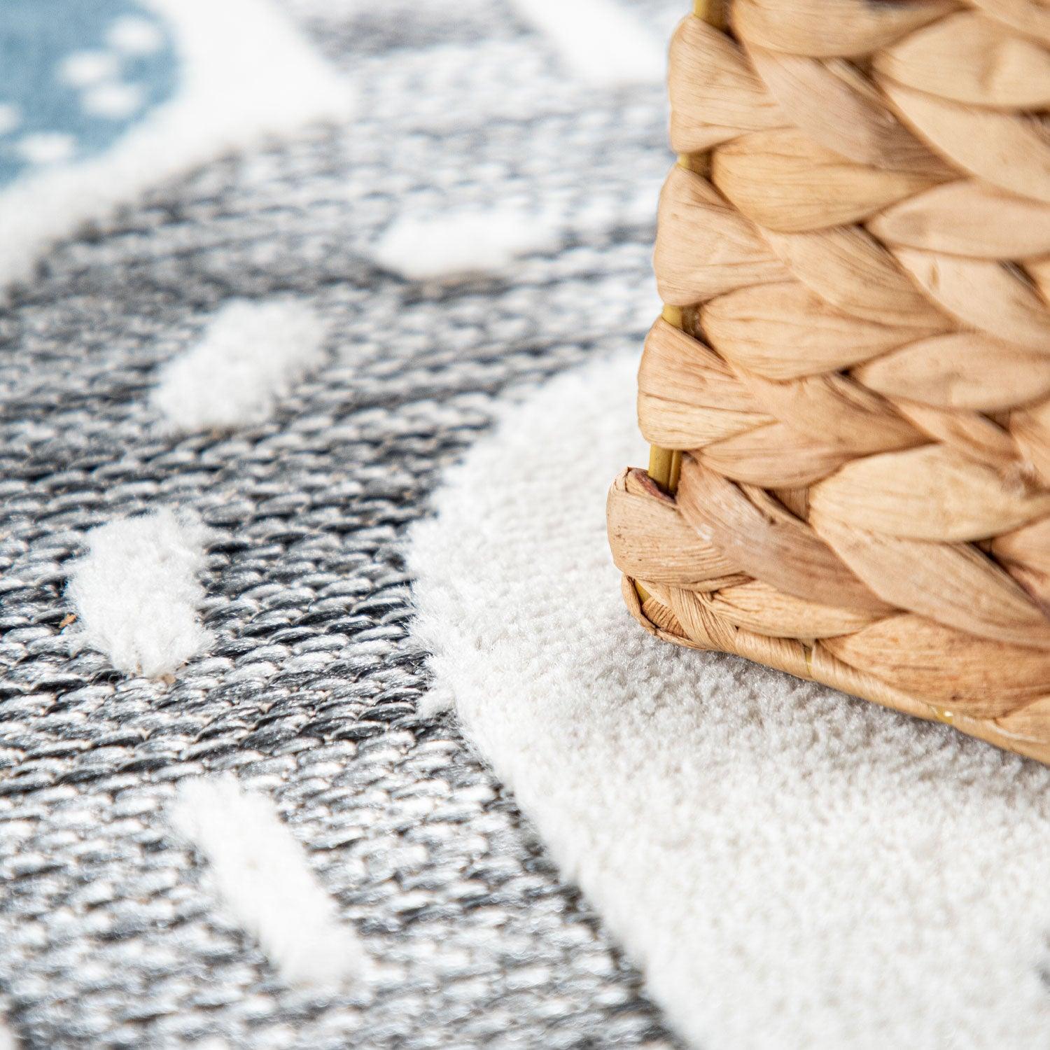 Road Traffic Kids Rug with Forest Animals and Sea Play Mat in muted Cream