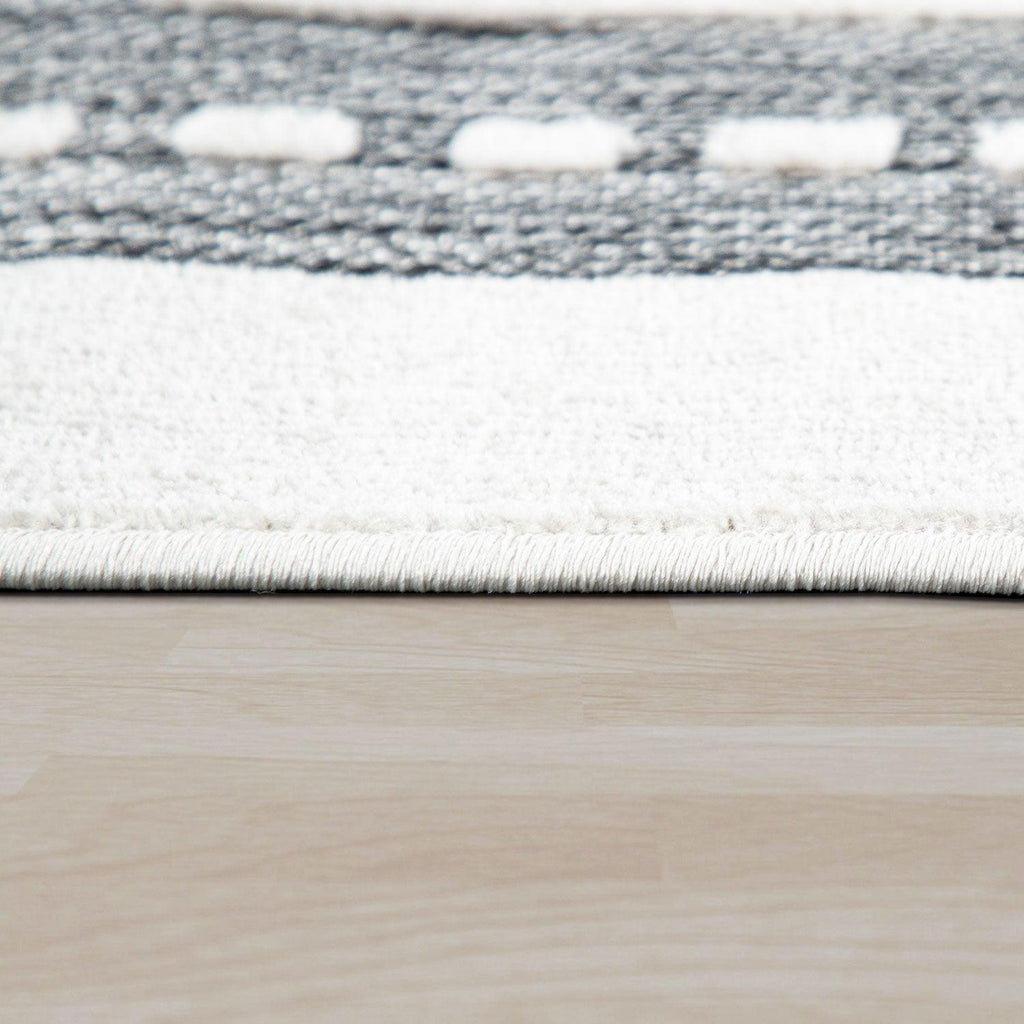 Road Traffic Kids Rug with Forest Animals and Sea Play Mat in muted Cream