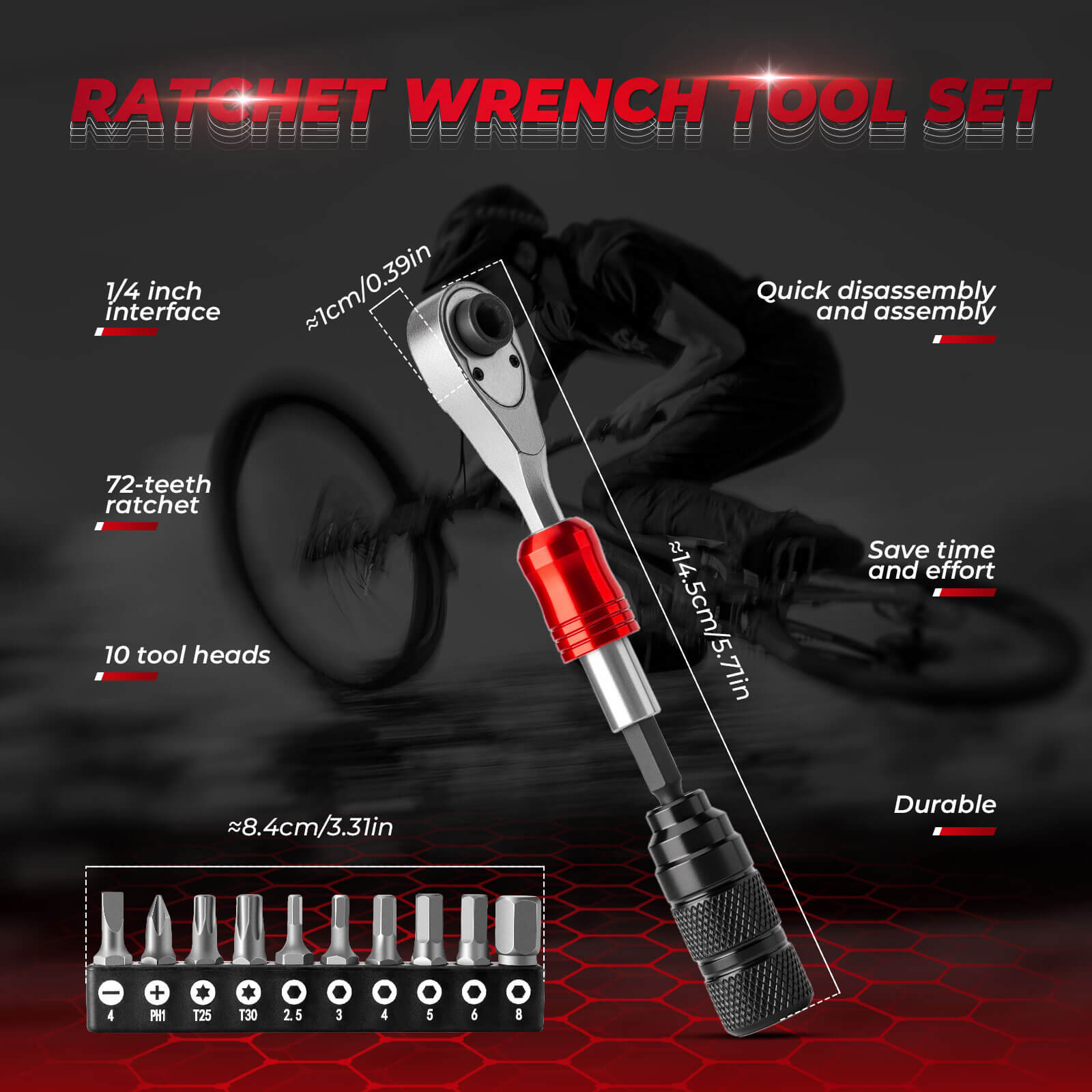 72-Tooth Bike Ratchet Wrench Set