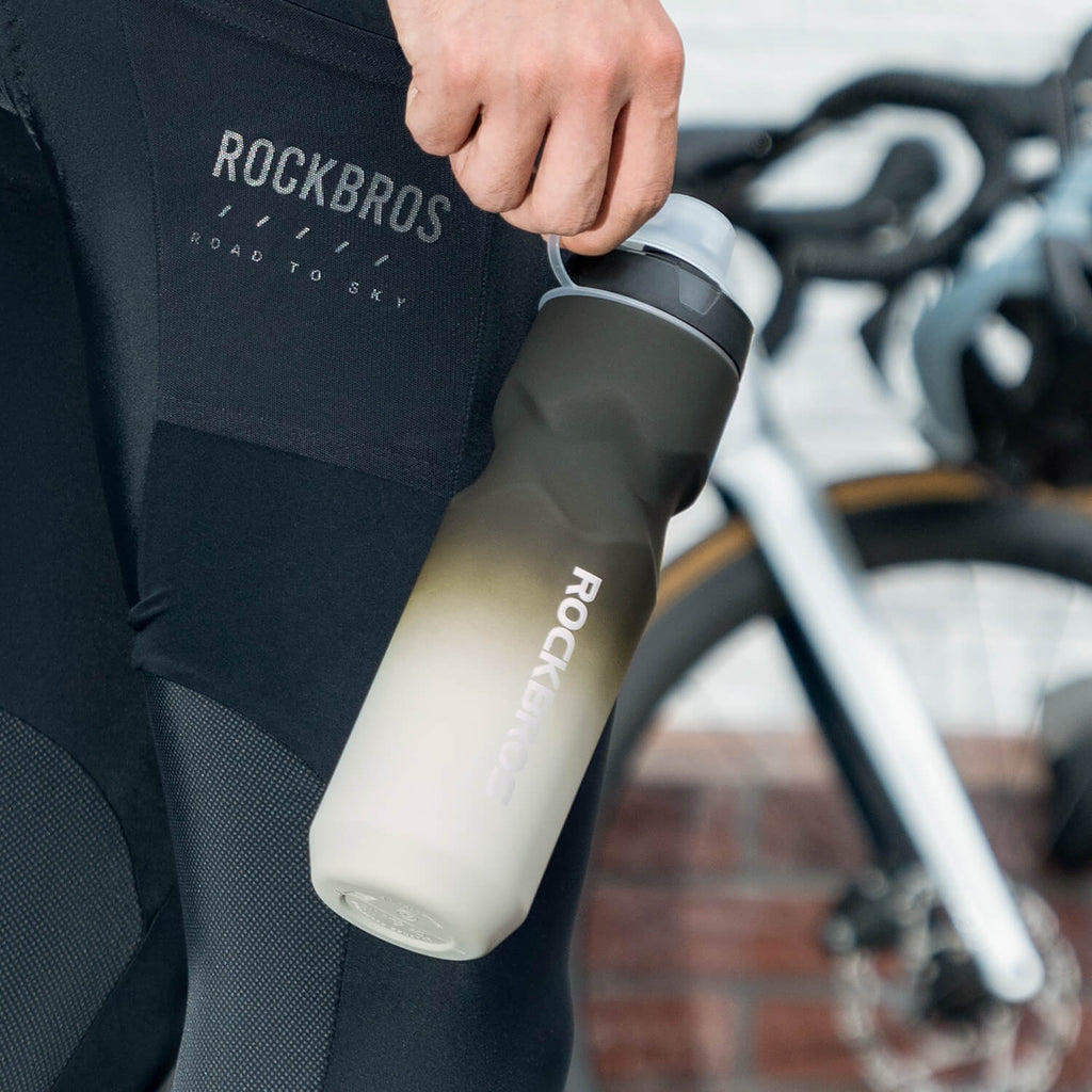 Bike Water Bottle with Soft-Touch Grip & Pull-Top Lid - 600/750ml