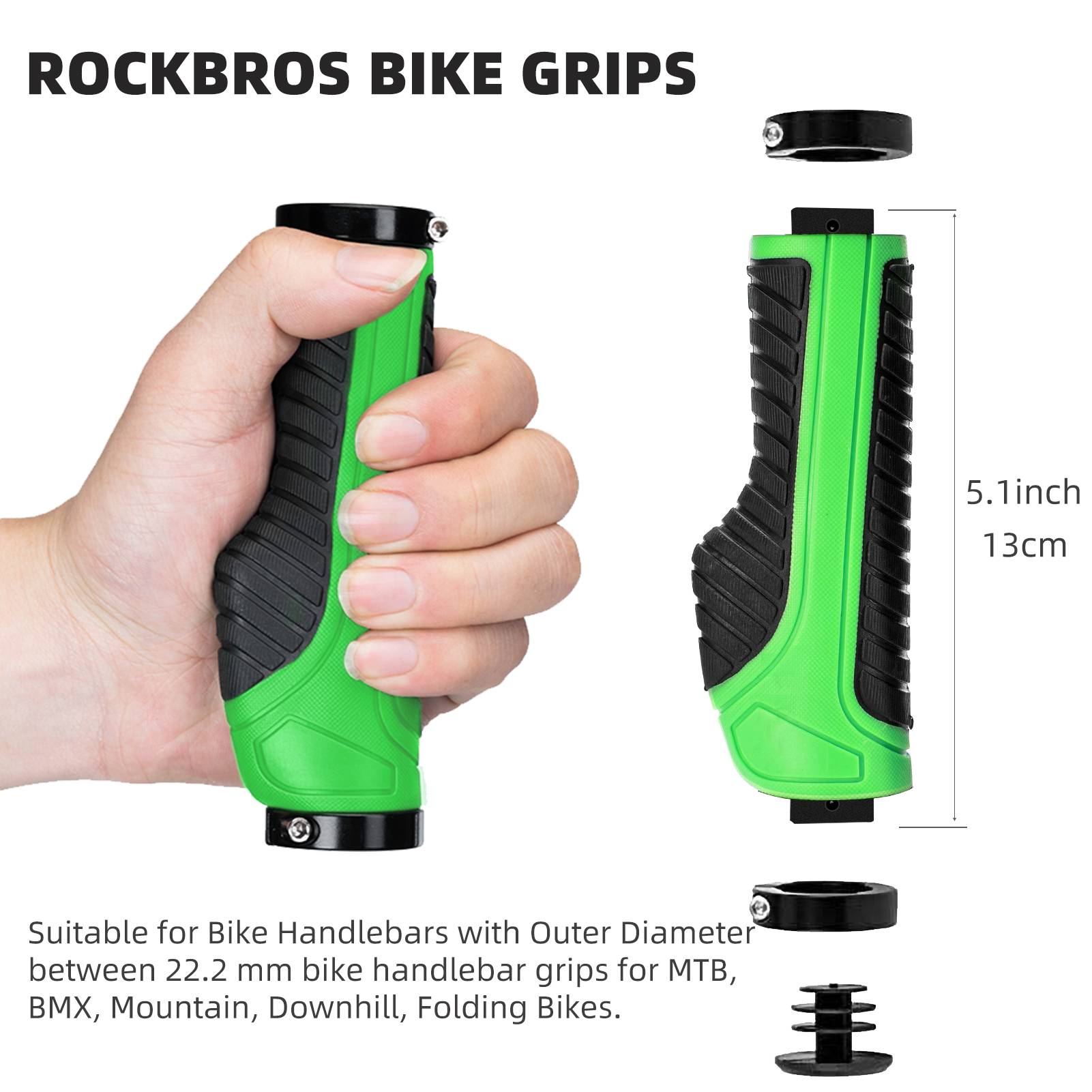Bike Handle Grips with Double Lock-On Clamps – Aluminum Ends for MTB & BMX