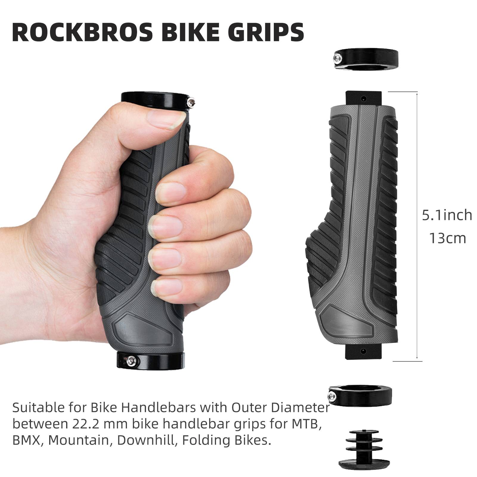 Bike Handle Grips with Double Lock-On Clamps – Aluminum Ends for MTB & BMX
