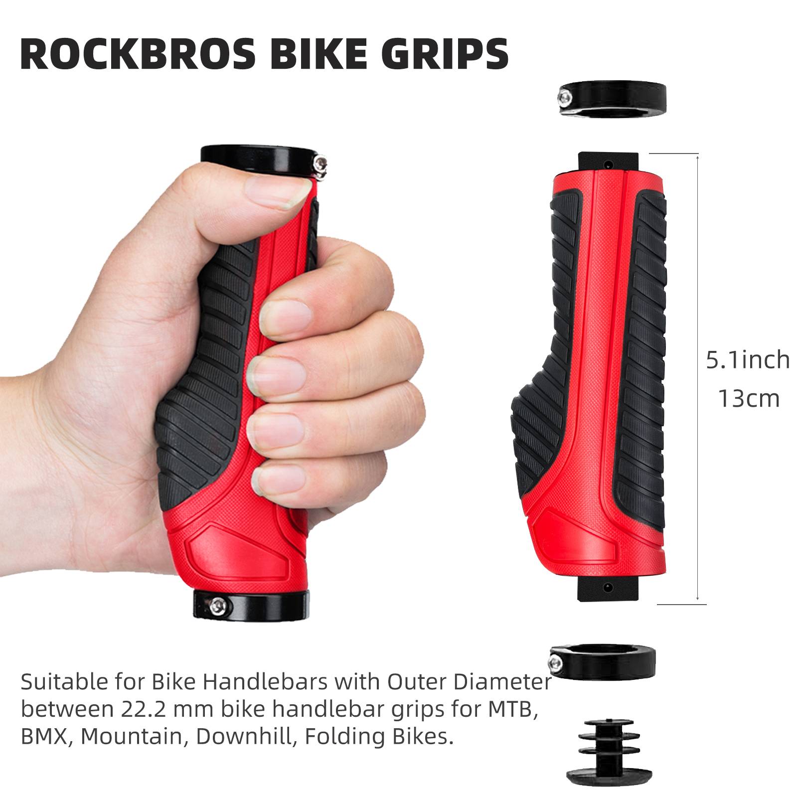 Bike Handle Grips with Double Lock-On Clamps – Aluminum Ends for MTB & BMX