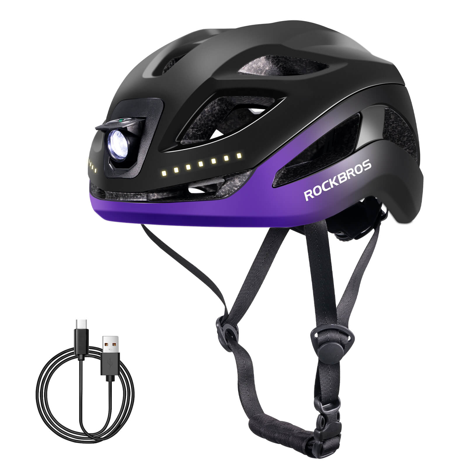 Bike Helmet with LED Front and Rear Light