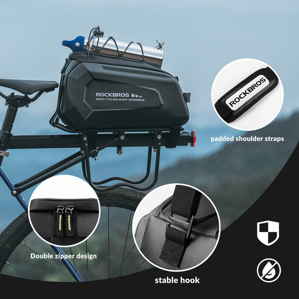 Hard Shell Bike Trunk Bag for Rear Rack - 9L