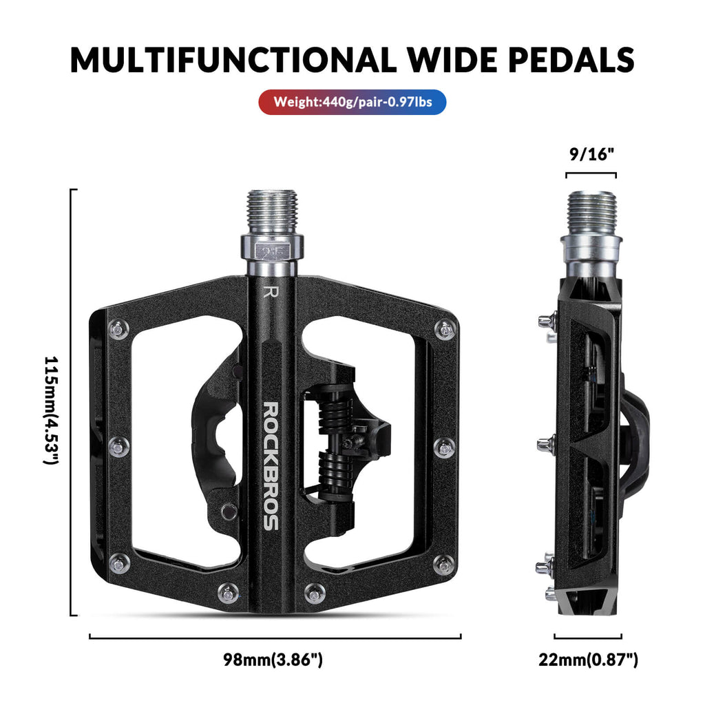 Dual-Use Clipless & Flat Bike Pedals