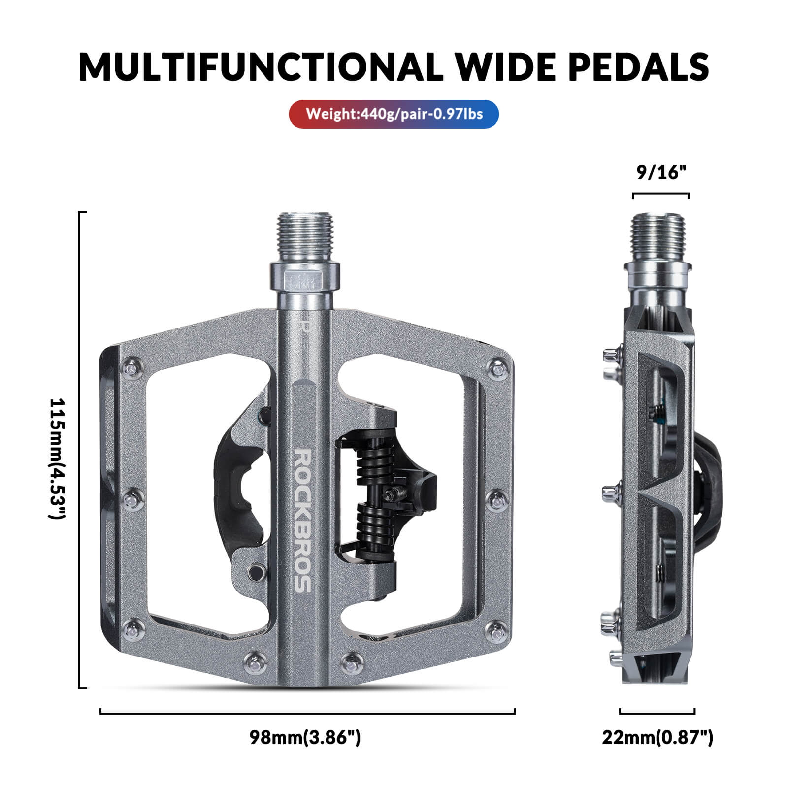 Dual-Use Clipless & Flat Bike Pedals