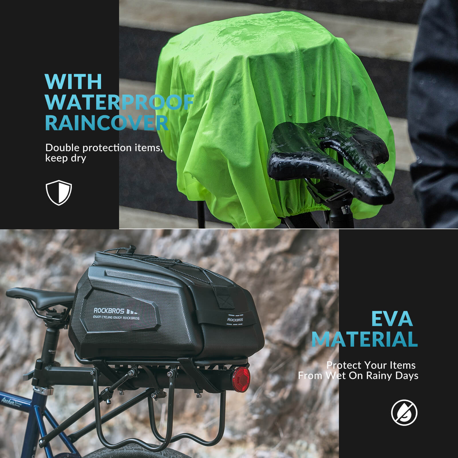 Hard Shell Bike Trunk Bag for Rear Rack - 9L