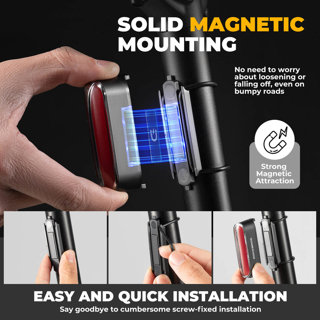 ROCKBROS Magnetic Bike Tail Light Smart Brake Light Bike Waterproof