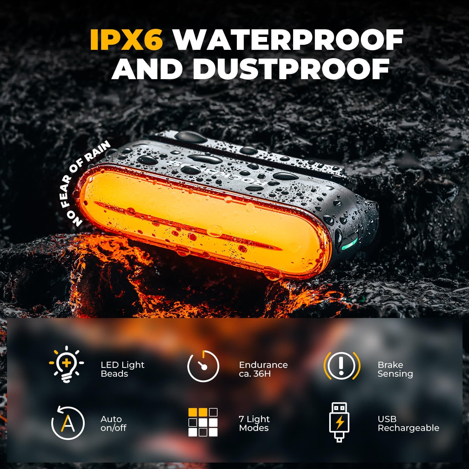 ROCKBROS Magnetic Bike Tail Light Smart Brake Light Bike Waterproof