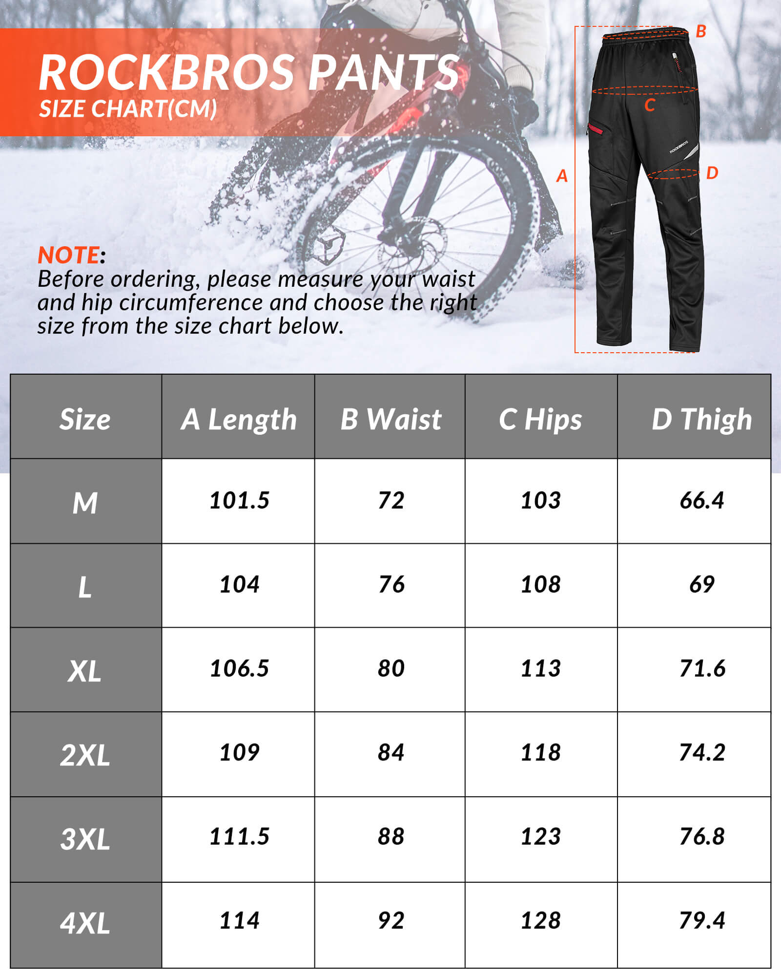 Men's Thermal Fleece Windproof Cycling Pants