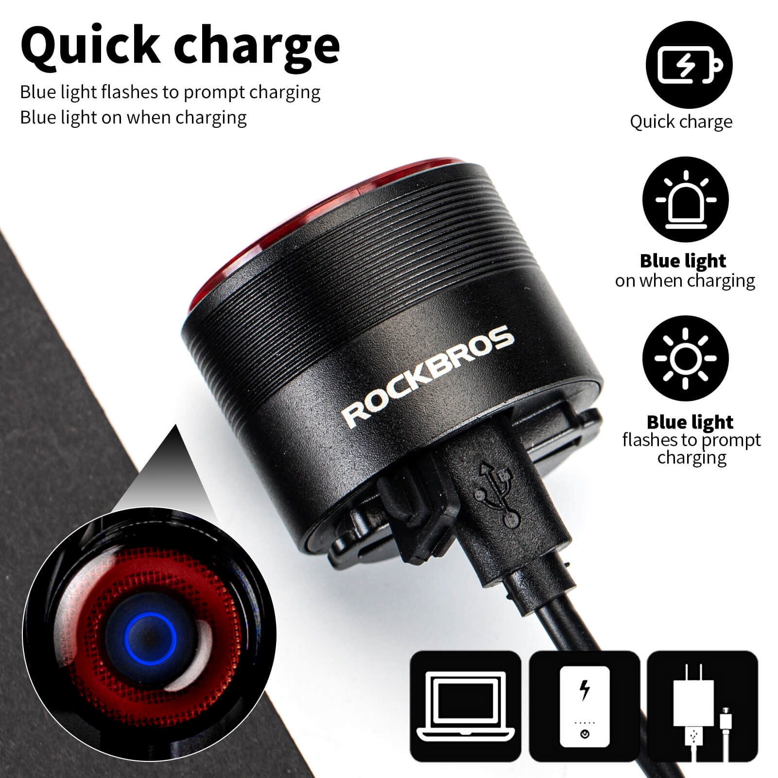 ROCKBROS Q3 Bike Tail Light Intelligent Light Sensor