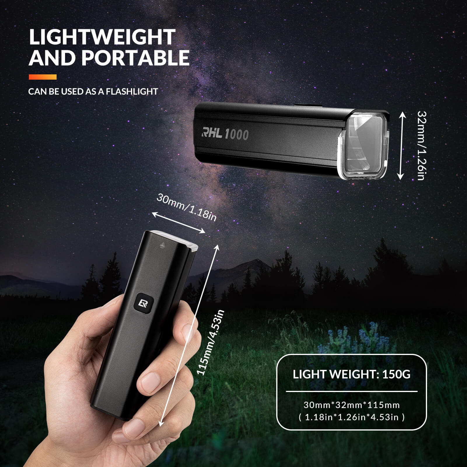 RHL1000 Bike Front Light Waterproof Bike Light