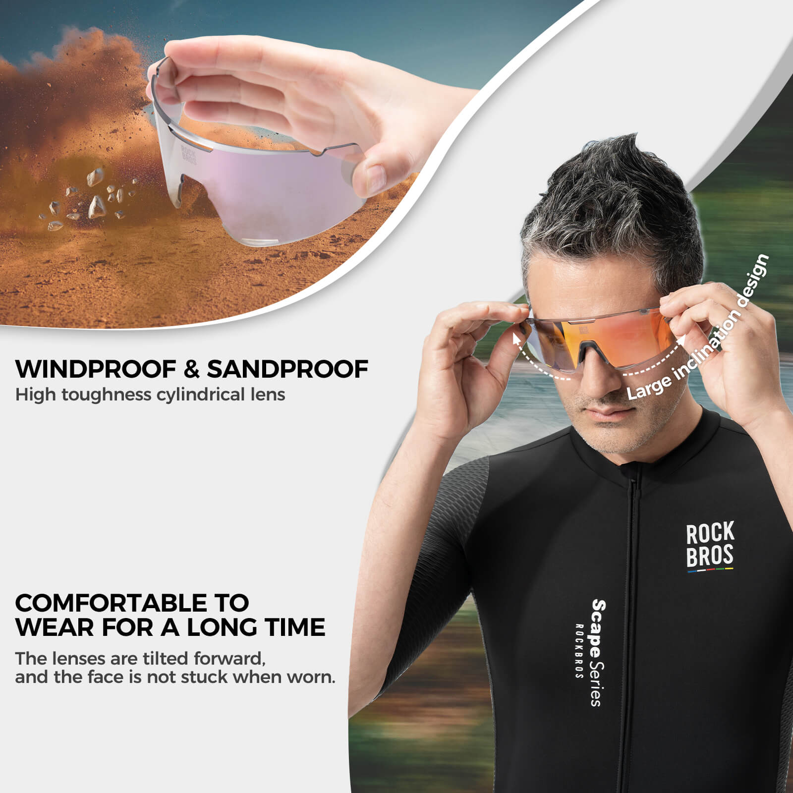 ROAD-TO-SKY BOUNDLESS Photochromic Cycling Glasses 3 Lens Set