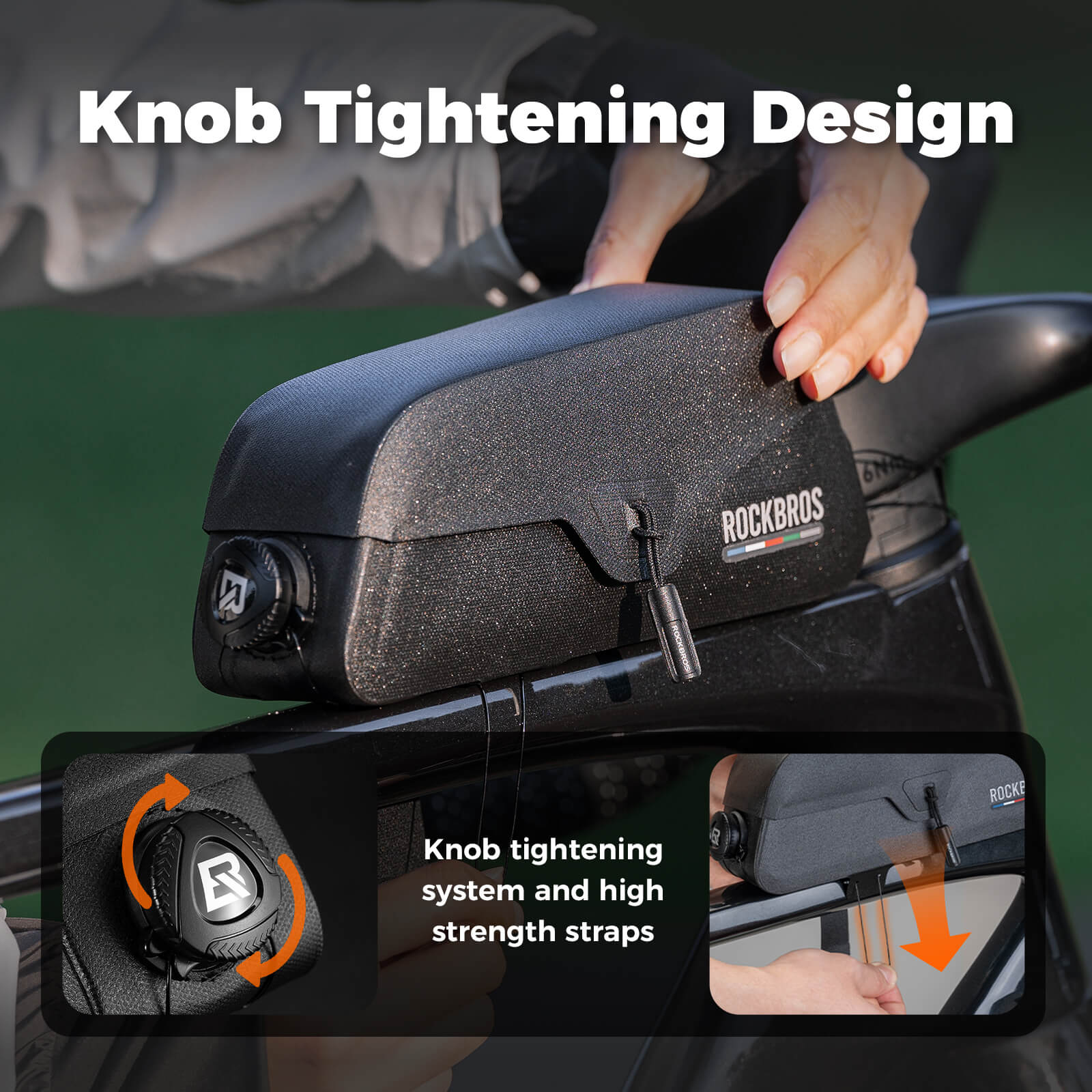 Road To Sky 100% Waterproof Magnetic Top Tube Bike Frame Bag – 0.6L/0.9L