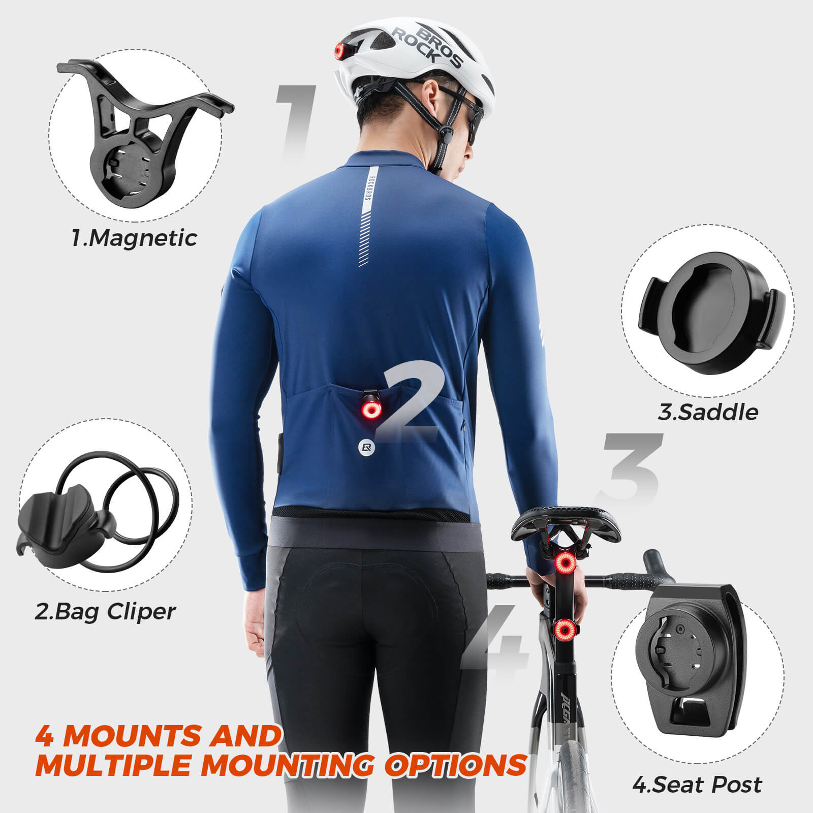 ROCKBROS R0 Smart Bike Rear & Handlebar End Light - Waterproof