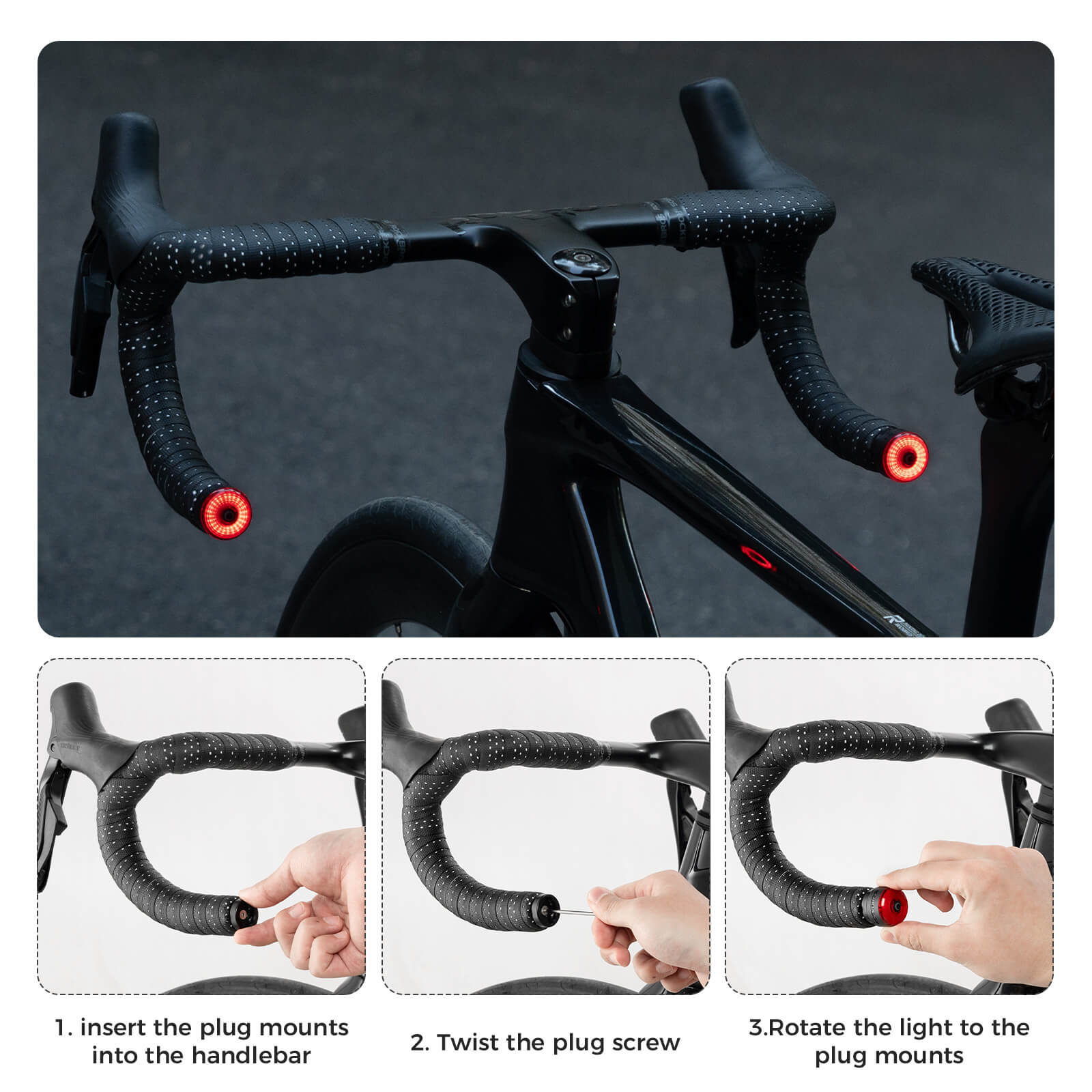 ROCKBROS R0 Smart Bike Rear & Handlebar End Light - Waterproof