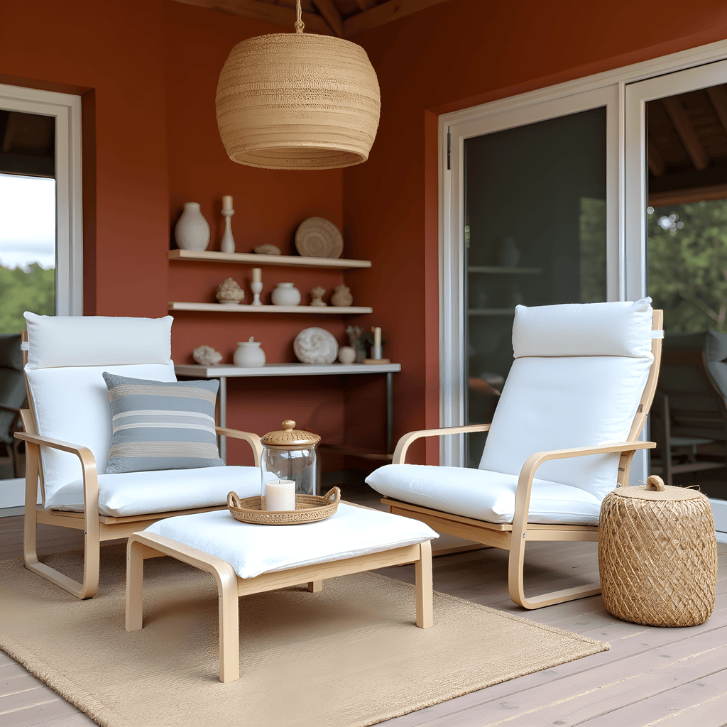 Boucle Natural White Sherpa Chair and Footstool Covers, Compatible with IKEA Poang