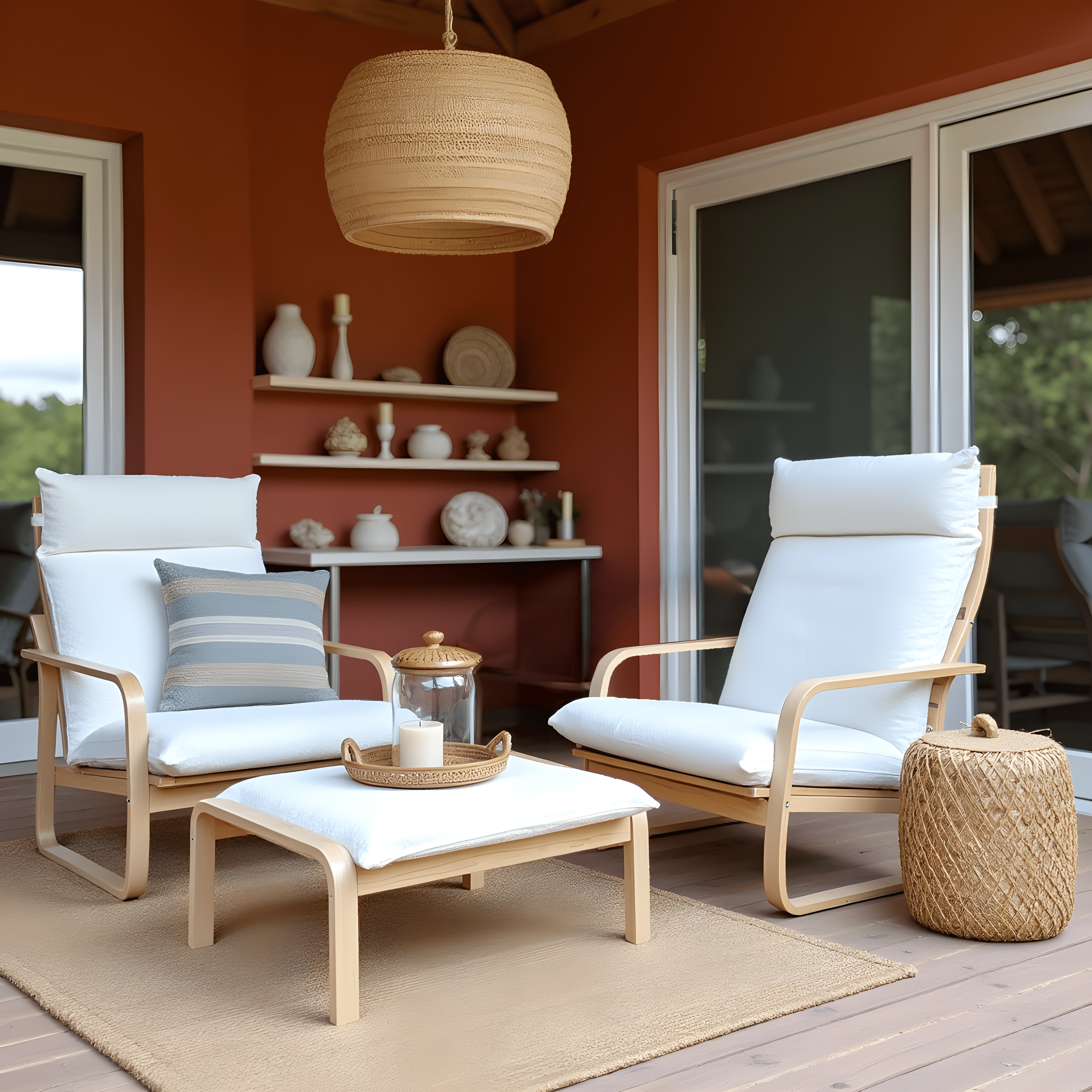 Boucle Natural White Sherpa Chair and Footstool Covers, Compatible with IKEA Poang