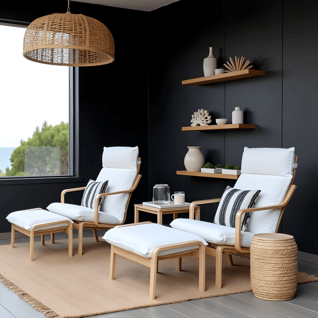 Boucle Natural White Sherpa Chair and Footstool Covers, Compatible with IKEA Poang