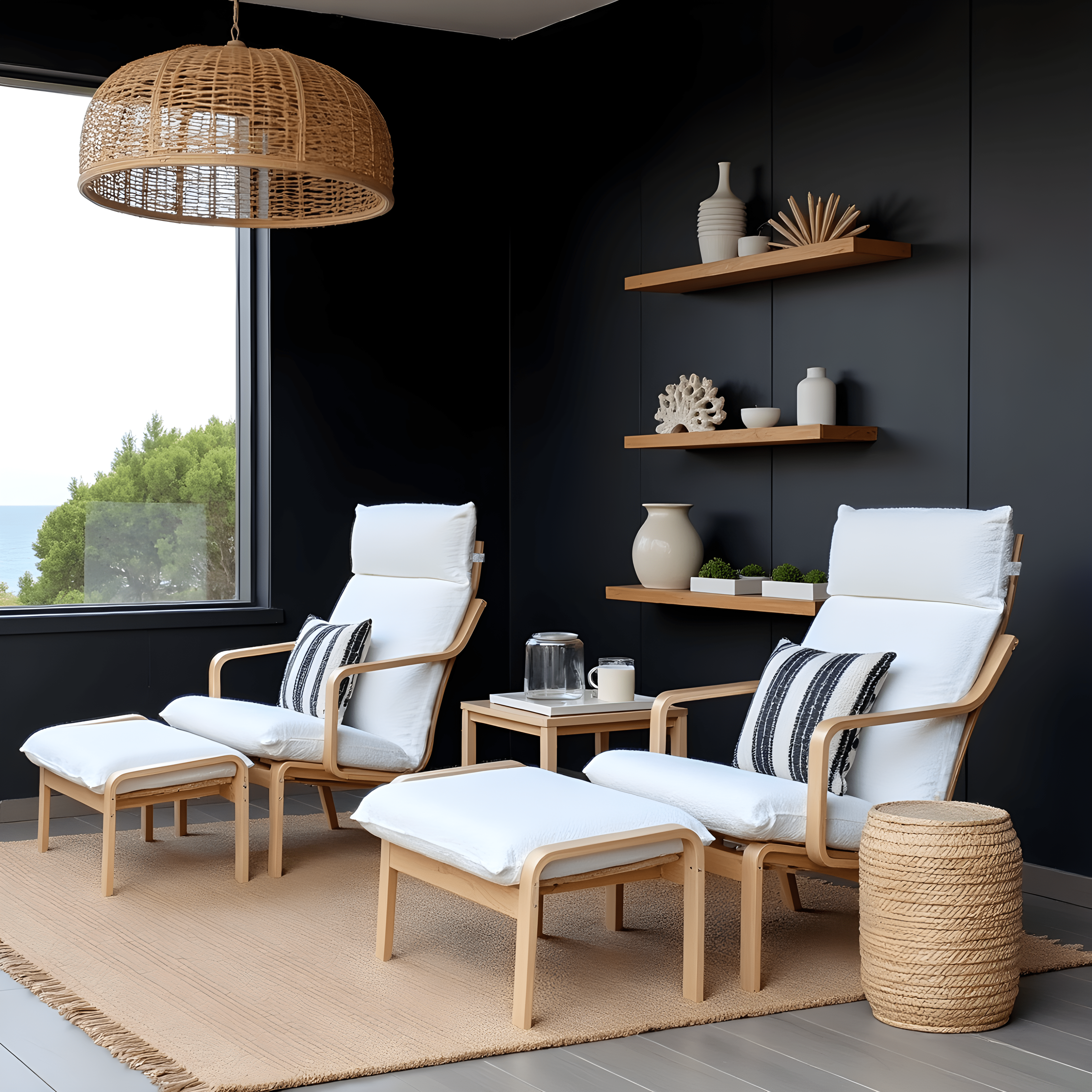 Boucle Natural White Sherpa Chair and Footstool Covers, Compatible with IKEA Poang