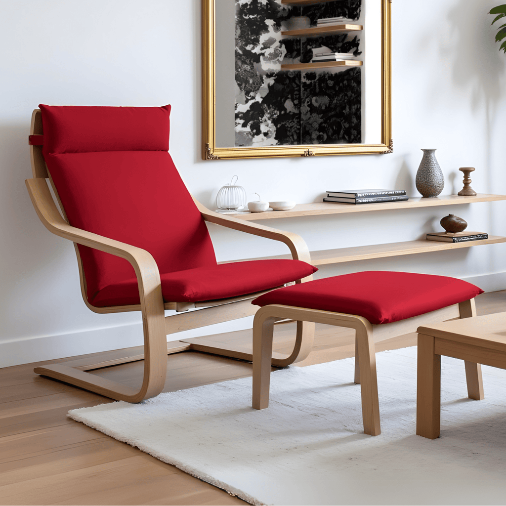 Velvet Burgundy Red Chair and Ottoman Covers, Compatible with IKEA Poang