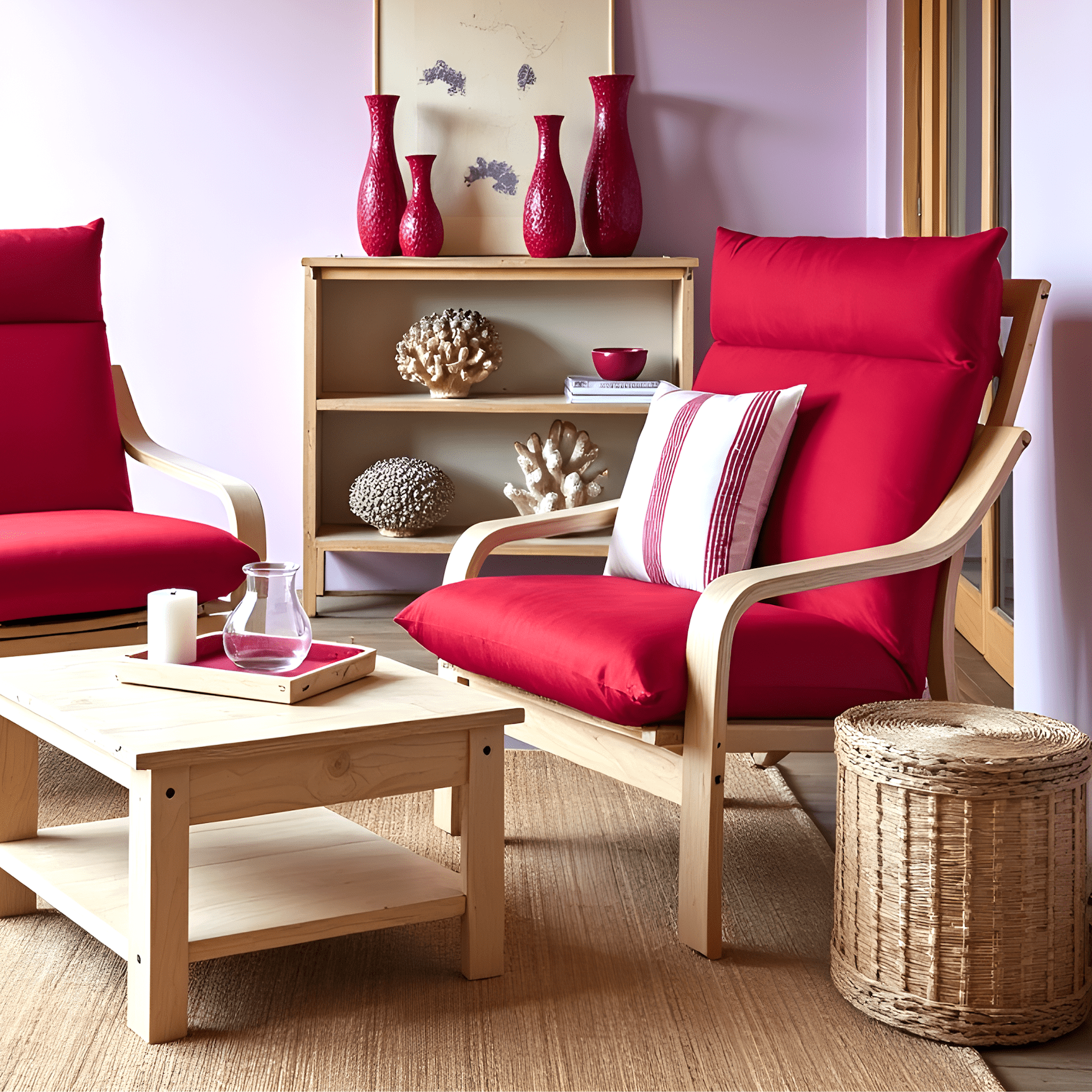 Velvet Burgundy Red Chair and Ottoman Covers, Compatible with IKEA Poang