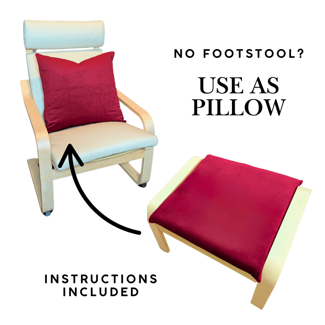 Velvet Burgundy Red Chair and Ottoman Covers, Compatible with IKEA Poang