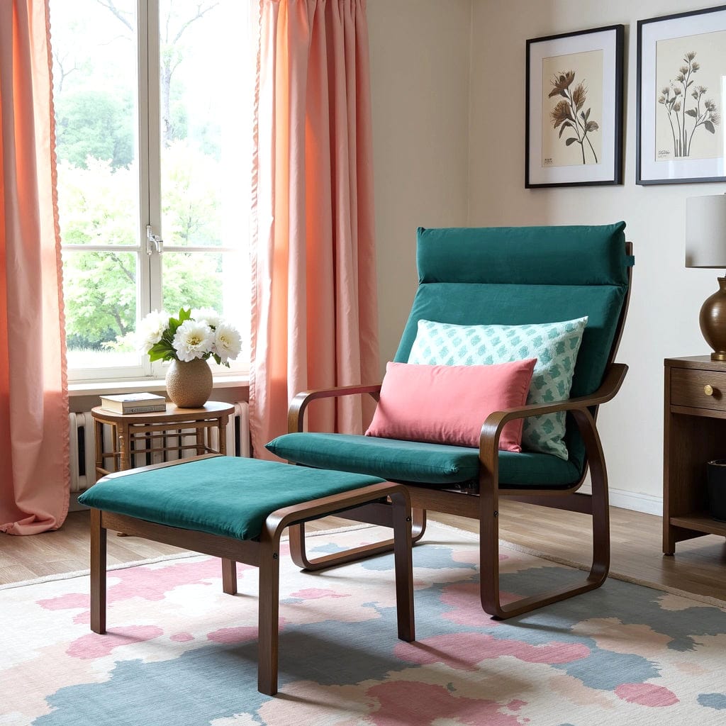 Velvet Forest Green Chair and Ottoman Covers, Compatible with IKEA Poang