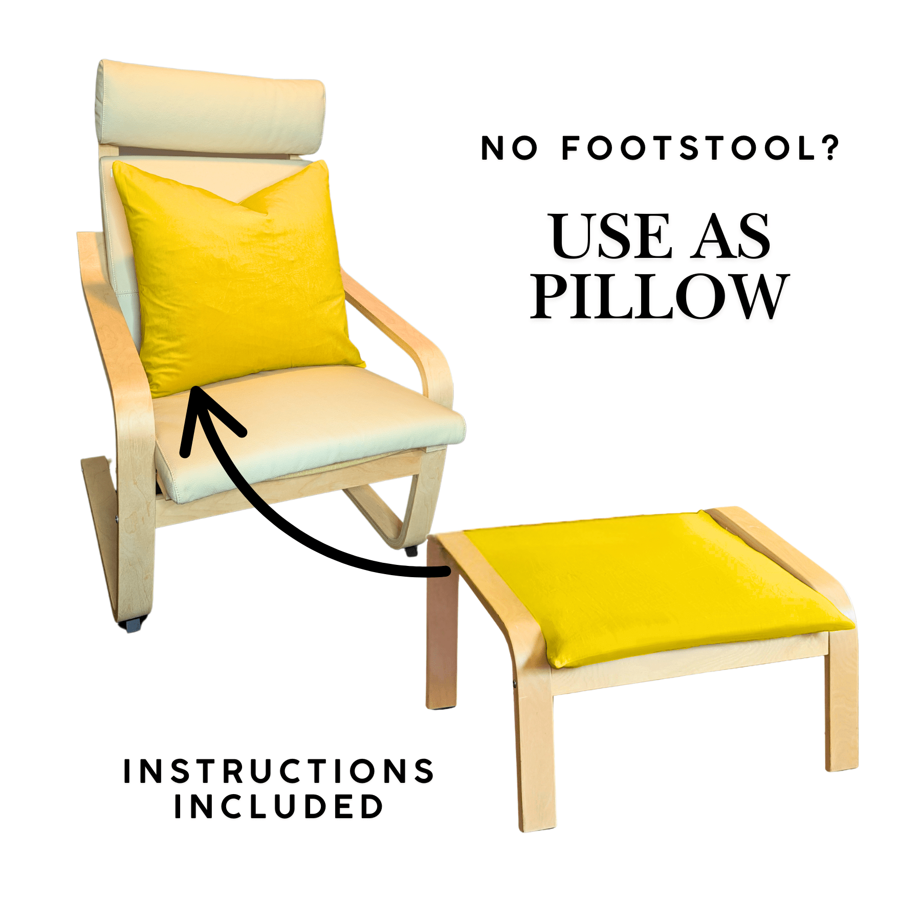 Bright Yellow Chair and Ottoman Covers, Compatible with IKEA Poang