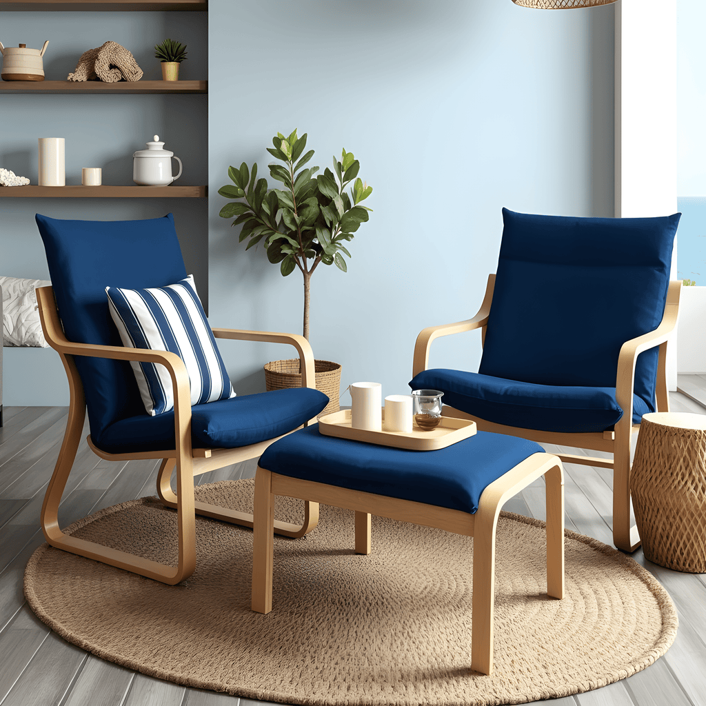 Velvet Navy Blue Chair and Ottoman Covers, Compatible with IKEA Poang