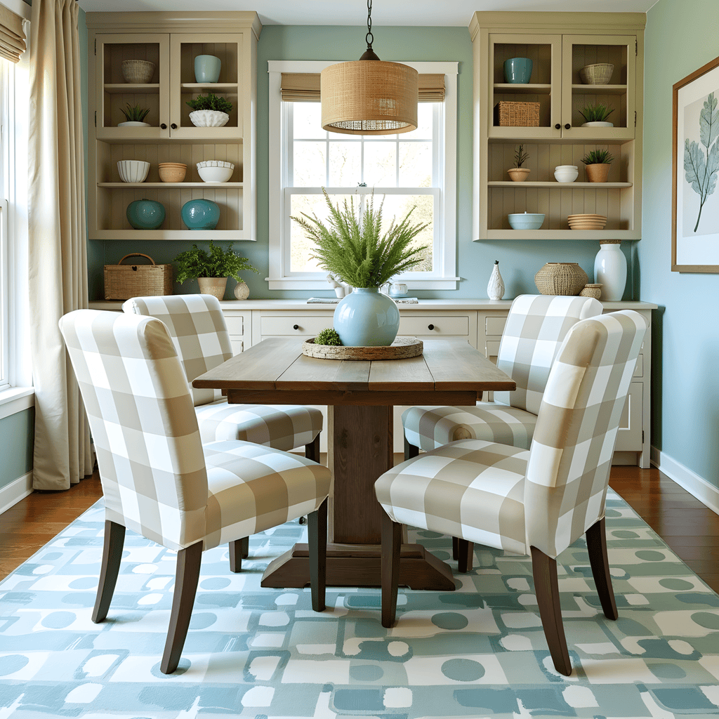 Buffalo Check Beige Dining Chair Cover for IKEA Henriksdal – Farmhouse Style, Modern Comfort