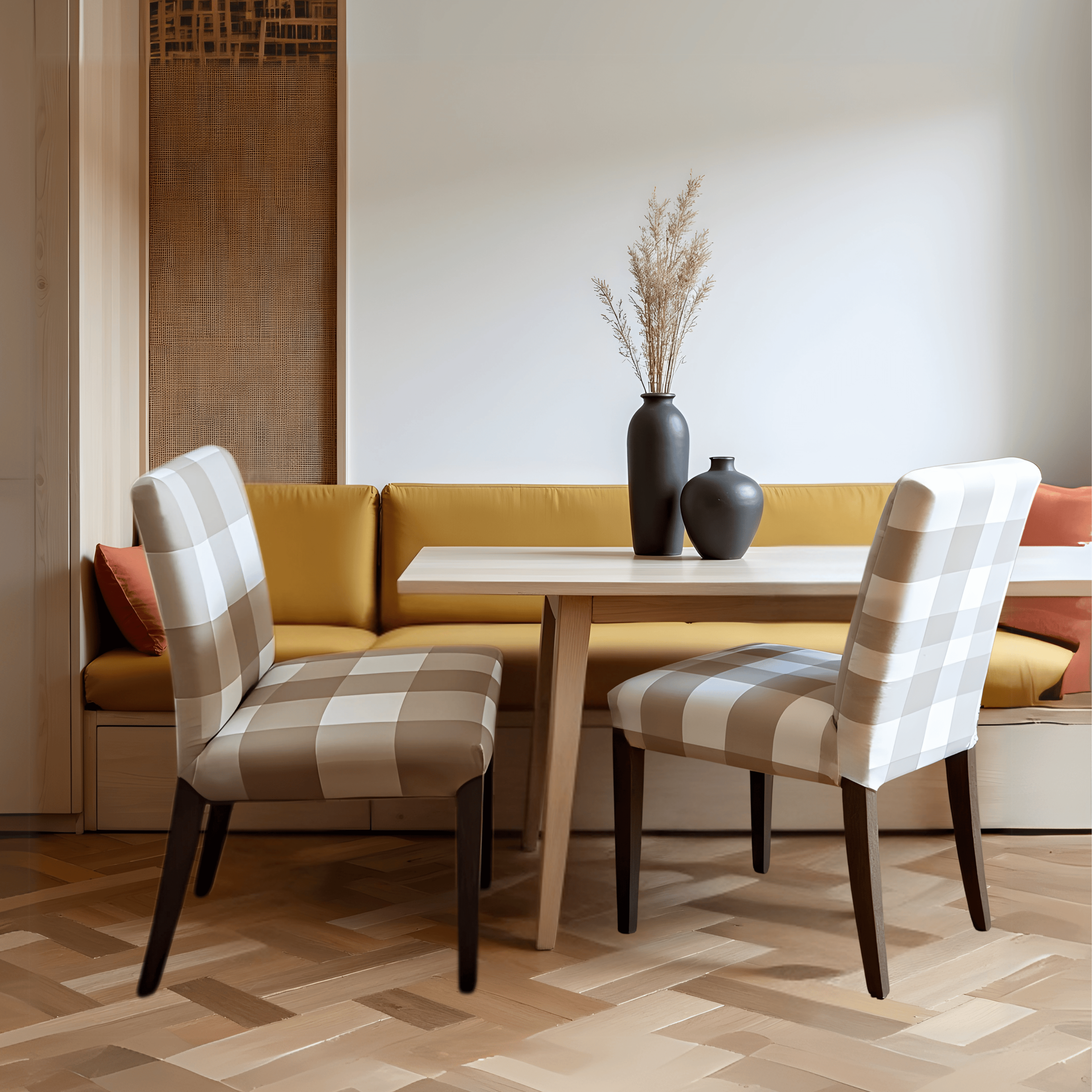 2 Pack, Buffalo Check Beige Dining Chair Cover, Compatible with IKEA Henriksdal, Euro/Aus