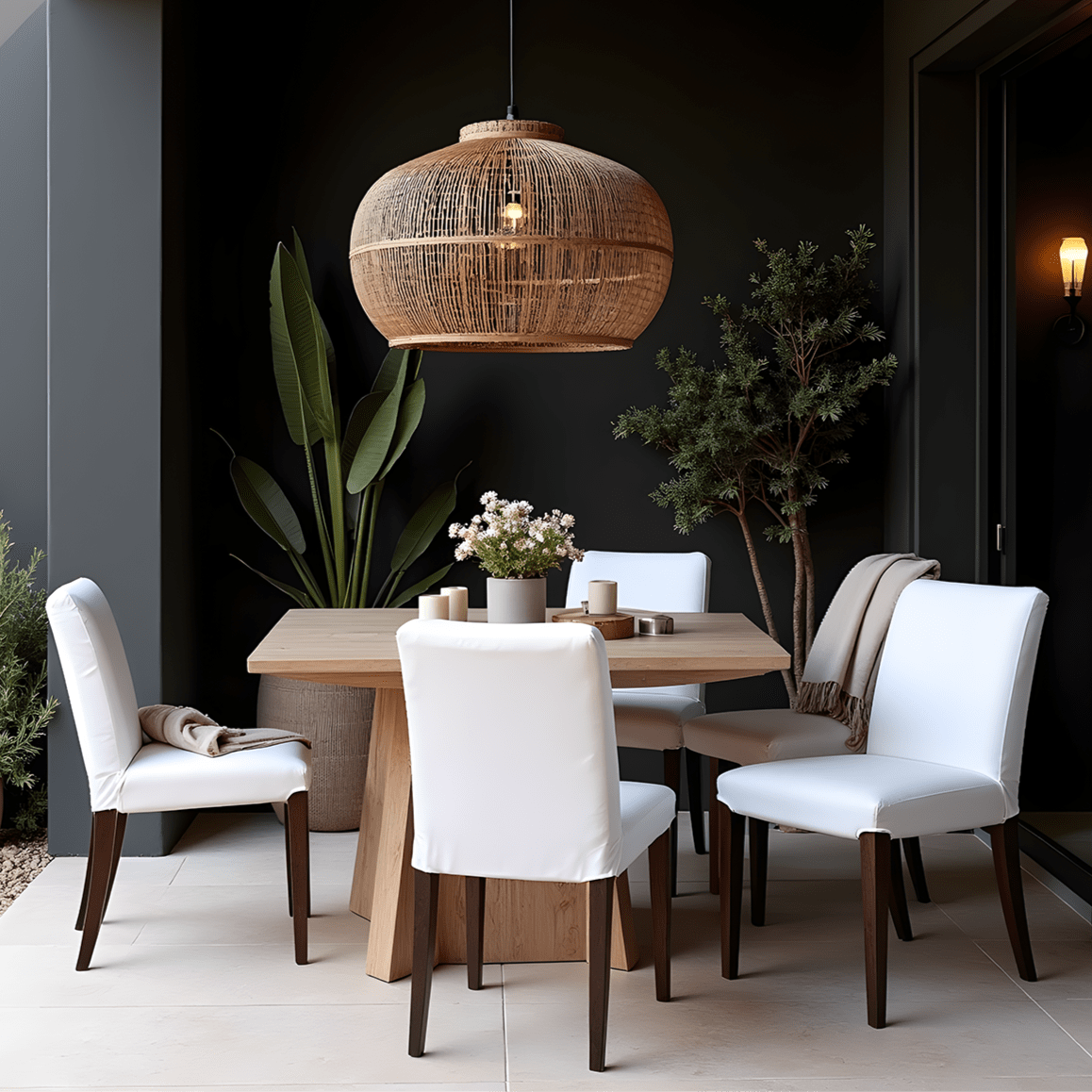 2 Pack Solid White European Linen Canvas Dining Chair Cover, Compatible with IKEA Henriksdal