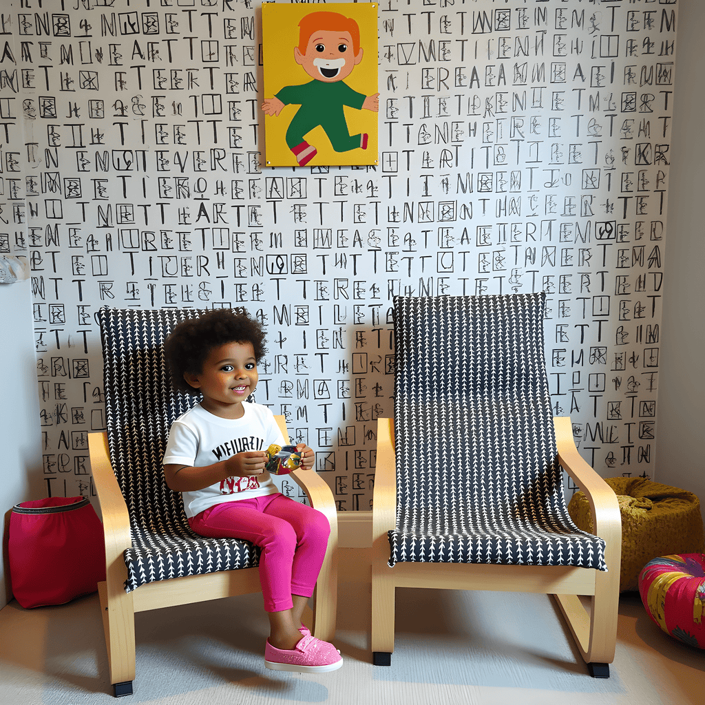 Black Vine Cotton Cushion Cover, Compatible with IKEA Children's Poang