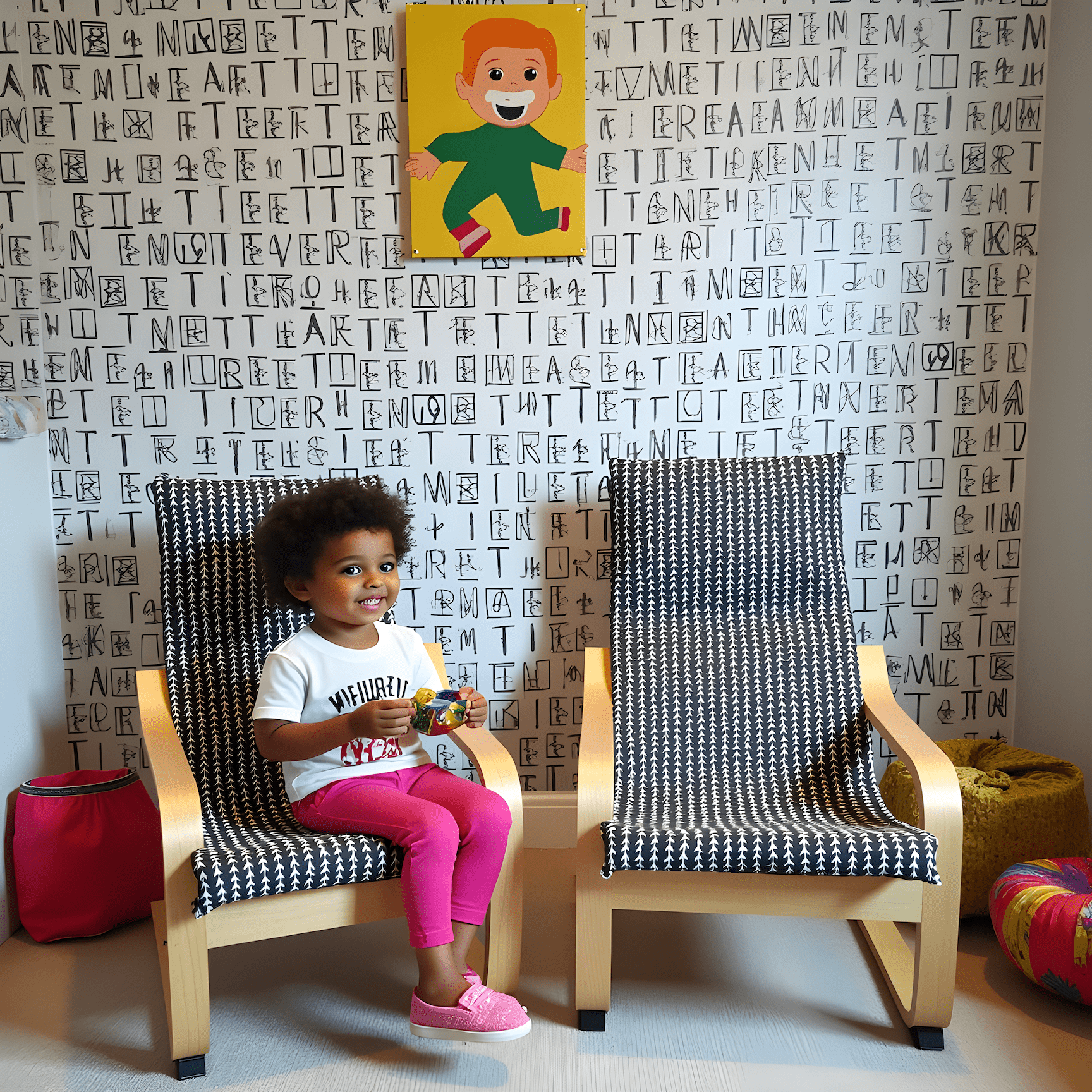 Black Vine Cotton Cushion Cover, Compatible with IKEA Children's Poang