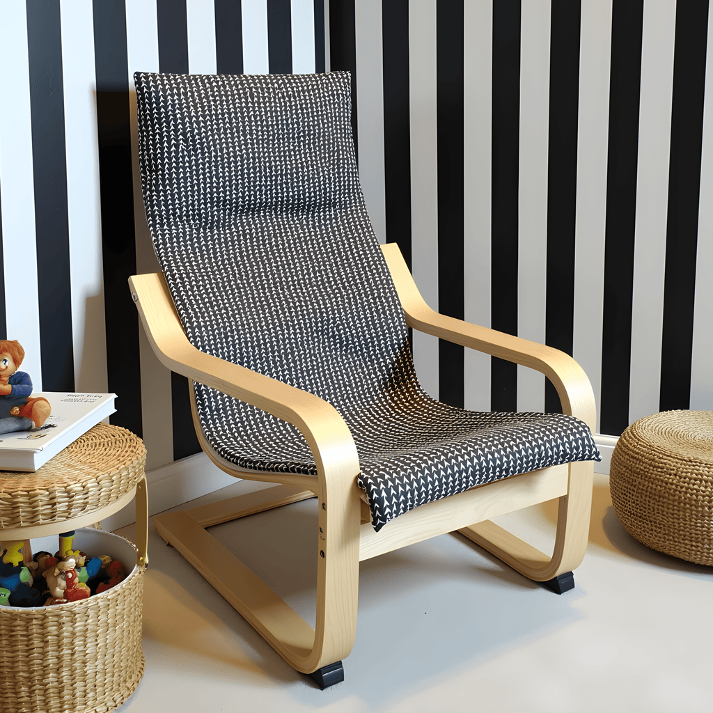 Black Vine Cotton Cushion Cover, Compatible with IKEA Children's Poang