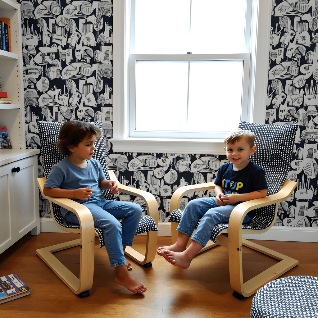 Black Vine Cotton Cushion Cover, Compatible with IKEA Children's Poang