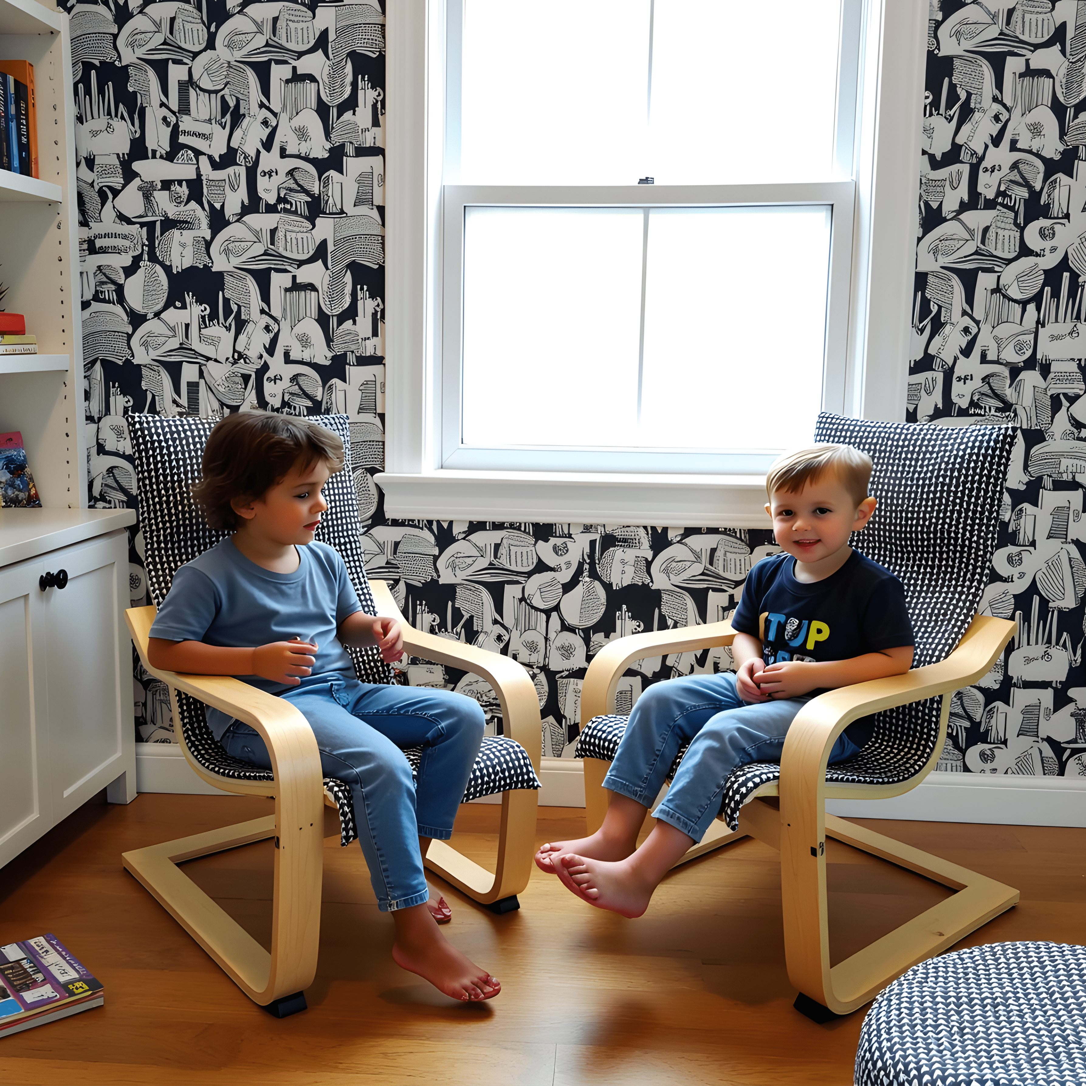 Black Vine Cotton Cushion Cover, Compatible with IKEA Children's Poang