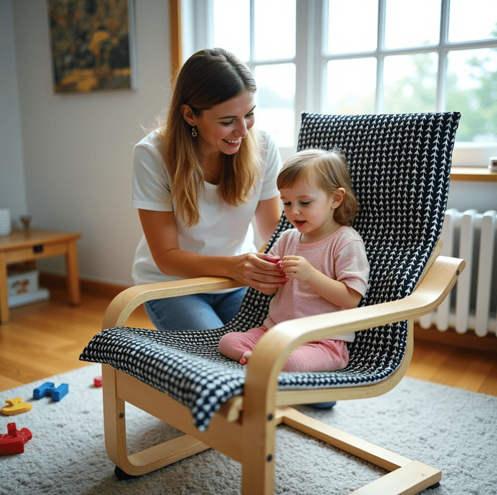 Black Vine Cotton Cushion Cover, Compatible with IKEA Children's Poang