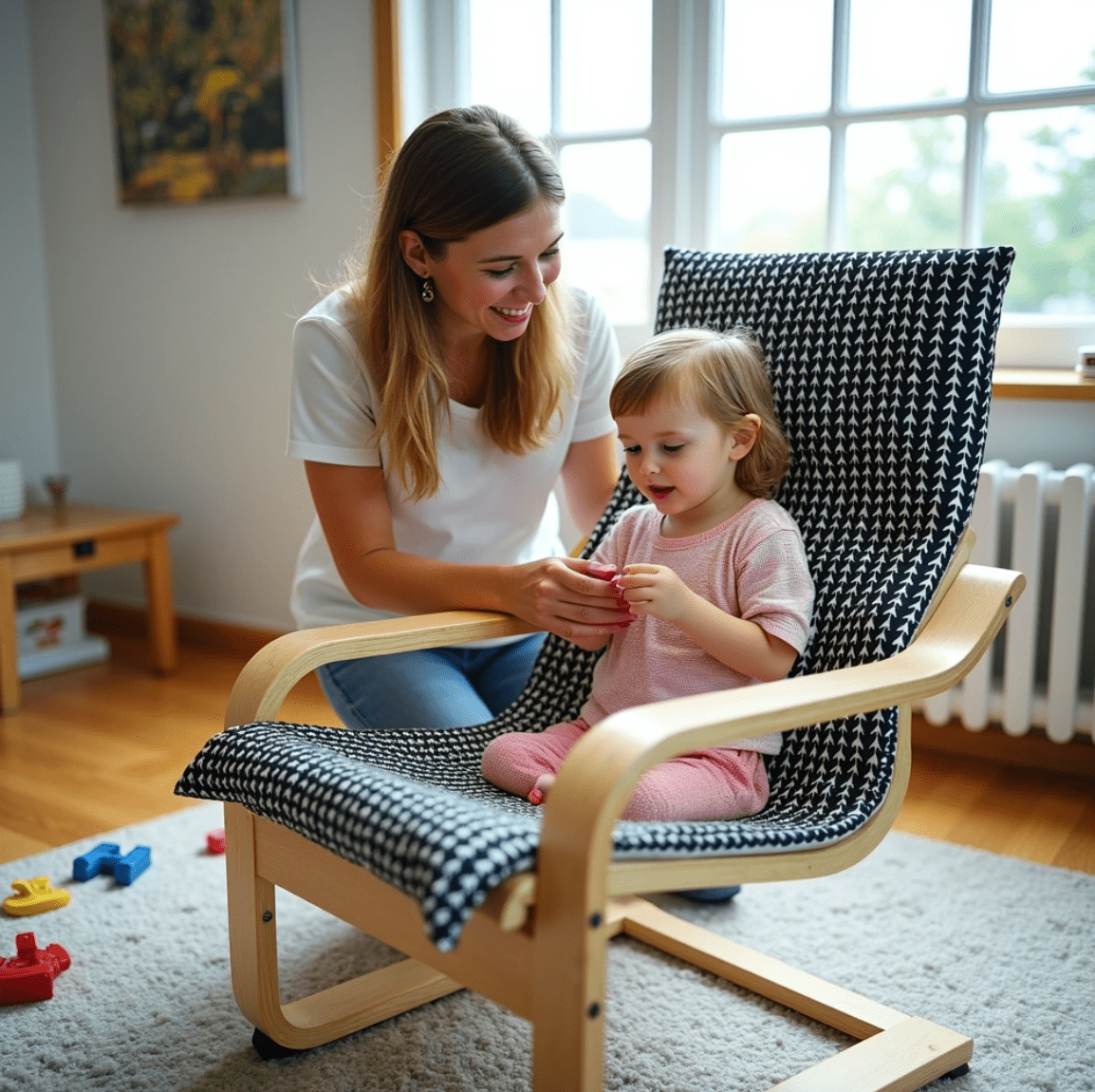 Black Vine Cotton Cushion Cover, Compatible with IKEA Children's Poang