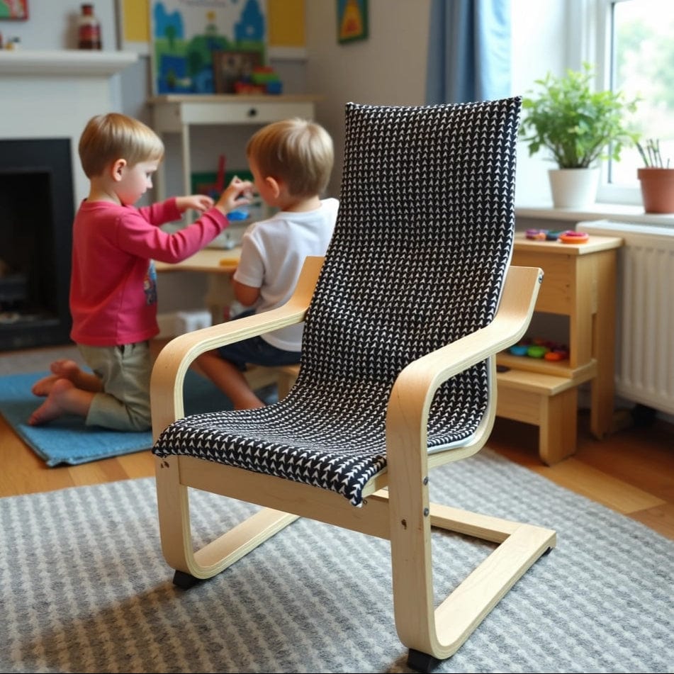 Black Vine Cotton Cushion Cover, Compatible with IKEA Children's Poang