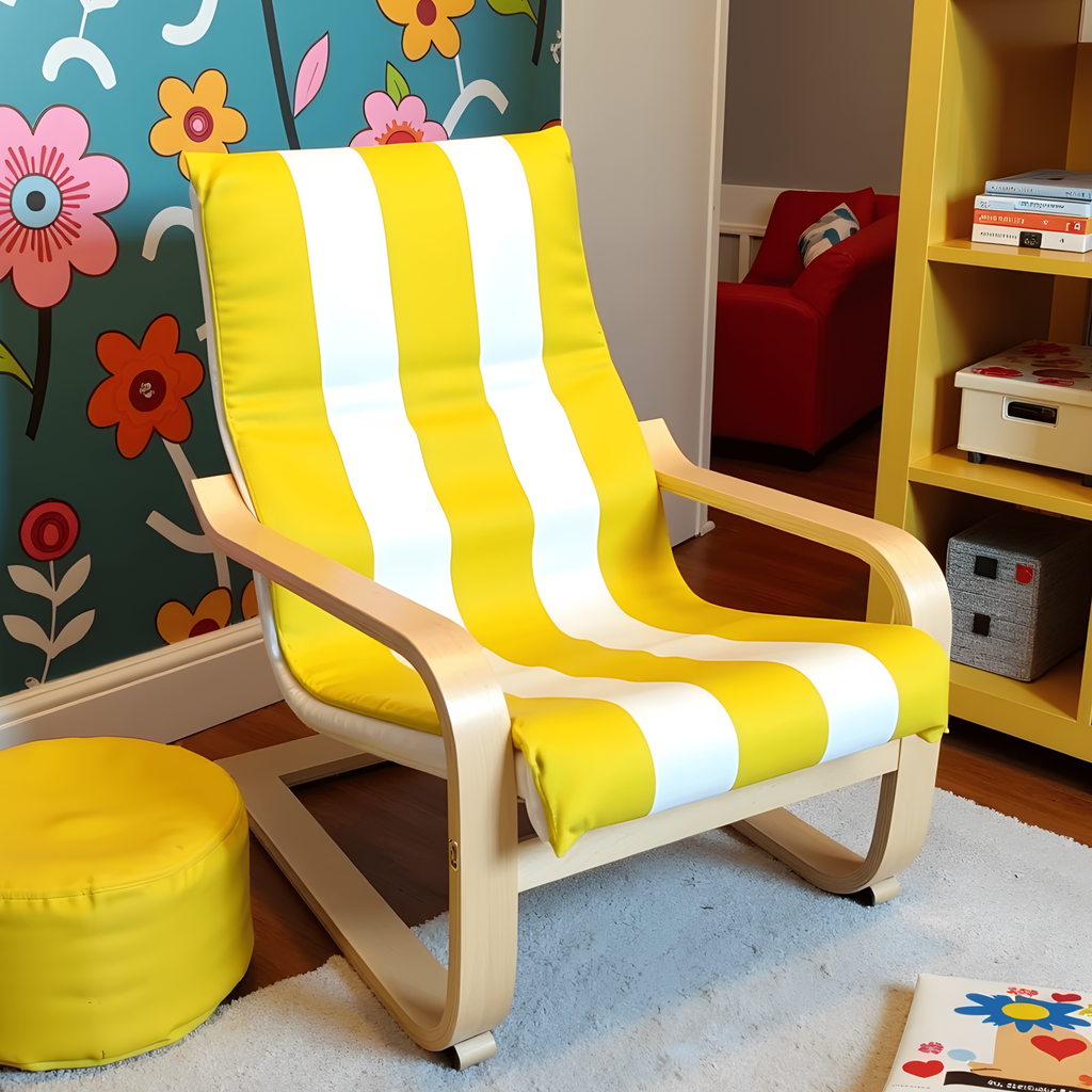 Yellow Stripe Cushion Cover, Compatible with IKEA Children's Poang