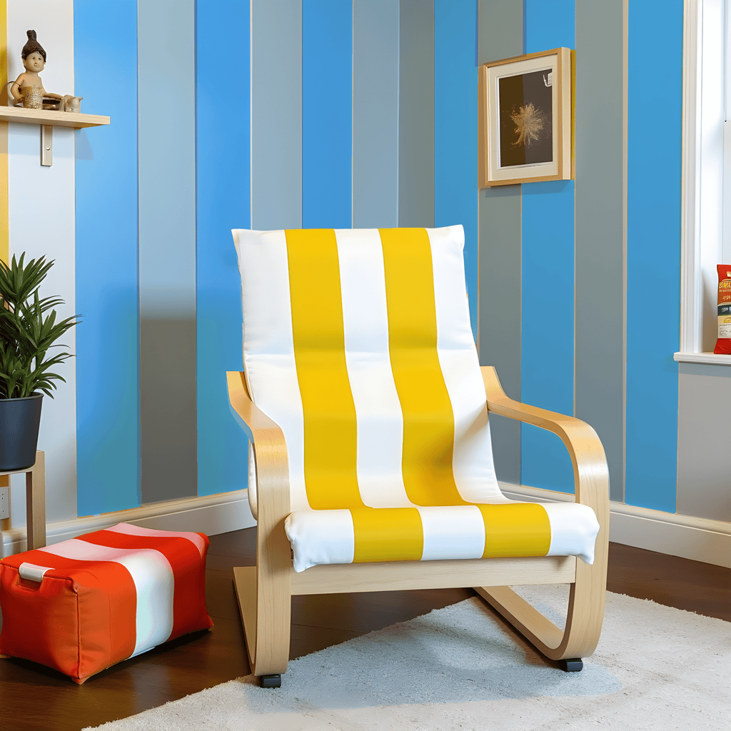 Yellow Stripe Cushion Cover, Compatible with IKEA Children's Poang
