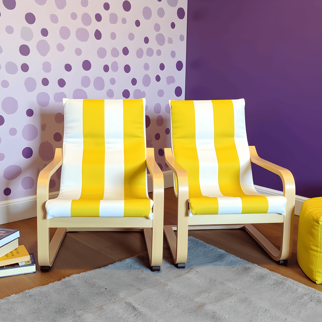 Yellow Stripe Cushion Cover, Compatible with IKEA Children's Poang