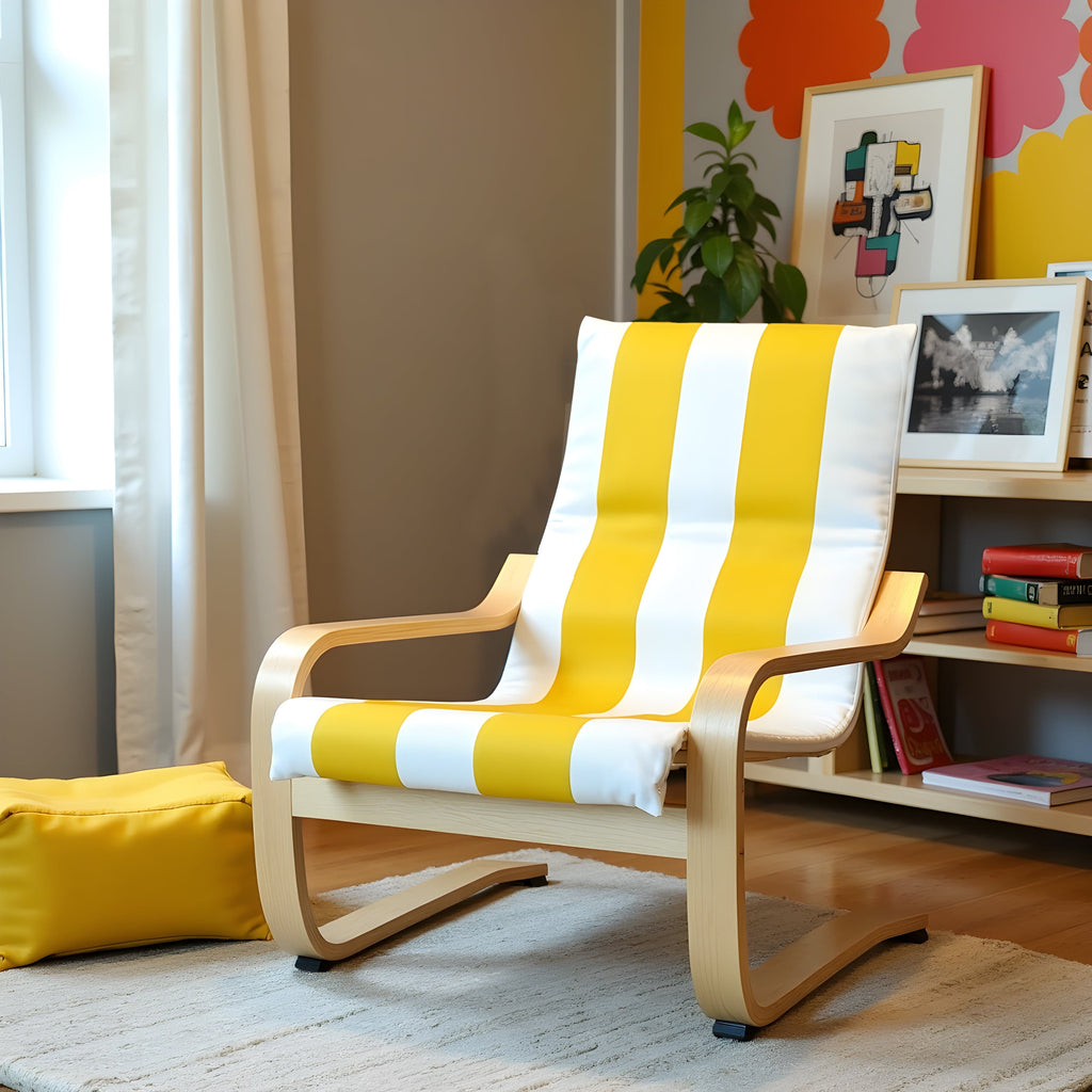 Yellow Stripe Cushion Cover, Compatible with IKEA Children's Poang