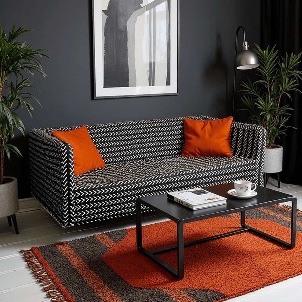 Black Boho Mudcloth Slipcover for IKEA Knopparp Sofa – Global Design Meets Everyday Comfort